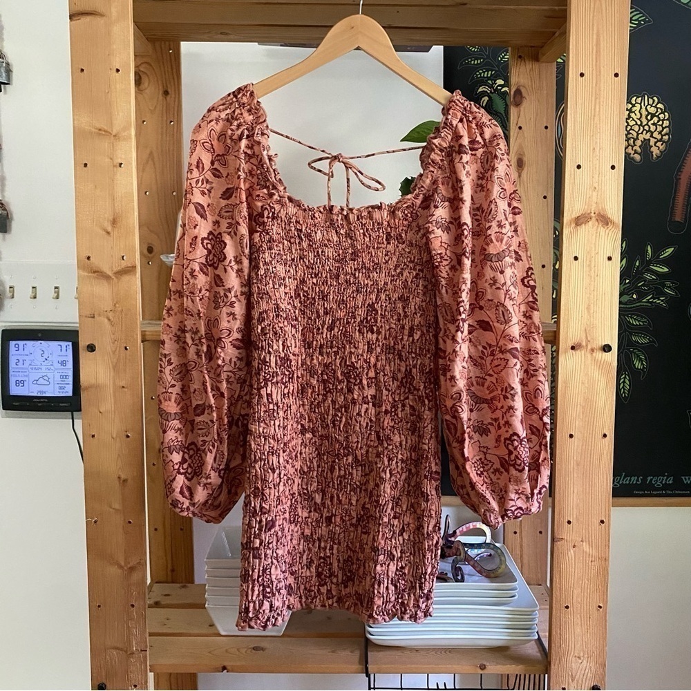 Free People Pink Floral Print Smock It To Me Mini Dress Small - Picture 5 of 16